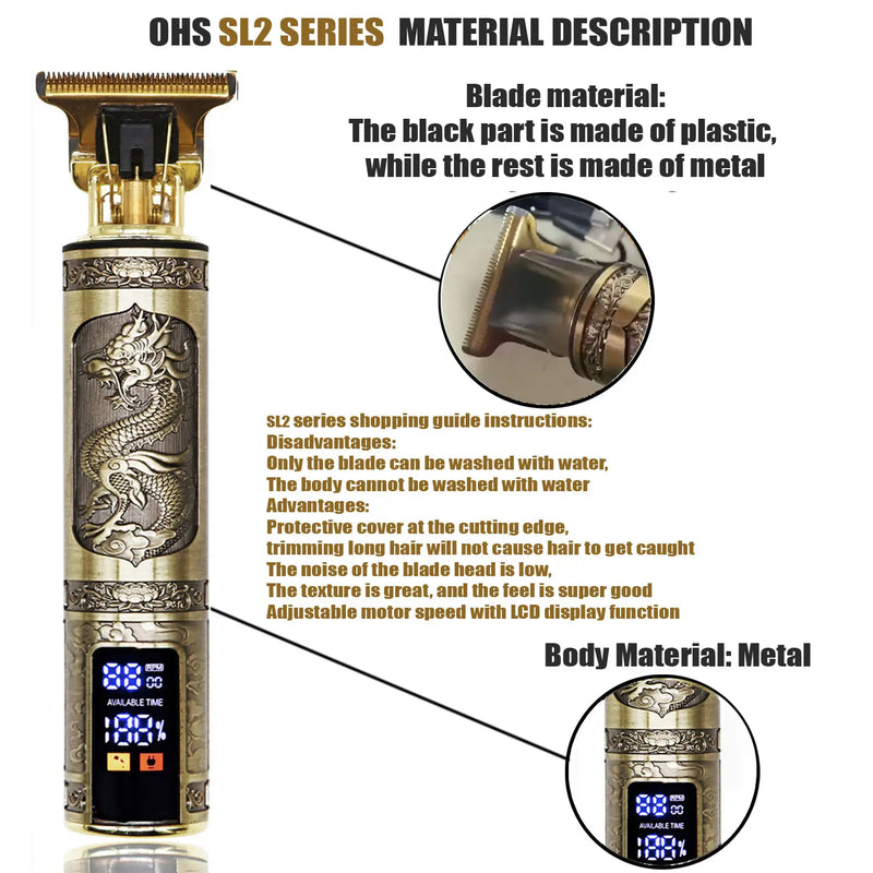 Máquina de cortar cabelo vintage T9, para barba, aparar pelos corporais, máquina de cortar cabelo elétrica para homem de 0 mm.