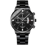 Relógio de pulso de luxo para homem com calendário, em aço inoxidável, modelo 2025, com mecanismo de quartzo. Ideal para negócios.