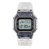 Relógio feminino de luxo em silicone dourado rosê, relógio digital LED feminino casual.