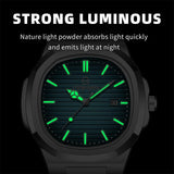 Relógio masculino militar de luxo, modelo 2025, quadrado, à prova d'água, luminoso, com data e dia da semana, em aço inoxidável, movimento de quartzo. Acompanha caixa.