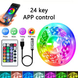 RGB LED Strip Light 1-40m with Music Sync, 44-Key Remote & APP Control, 5V USB Flexible Tape for Home TV Backlight Decor