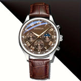 Relógio de pulso masculino de luxo GENEVA, de alta qualidade, com pulseira de quartzo, design redondo, ideal para negócios, estudantes e esportes. Resistente à água e com efeito luminoso.